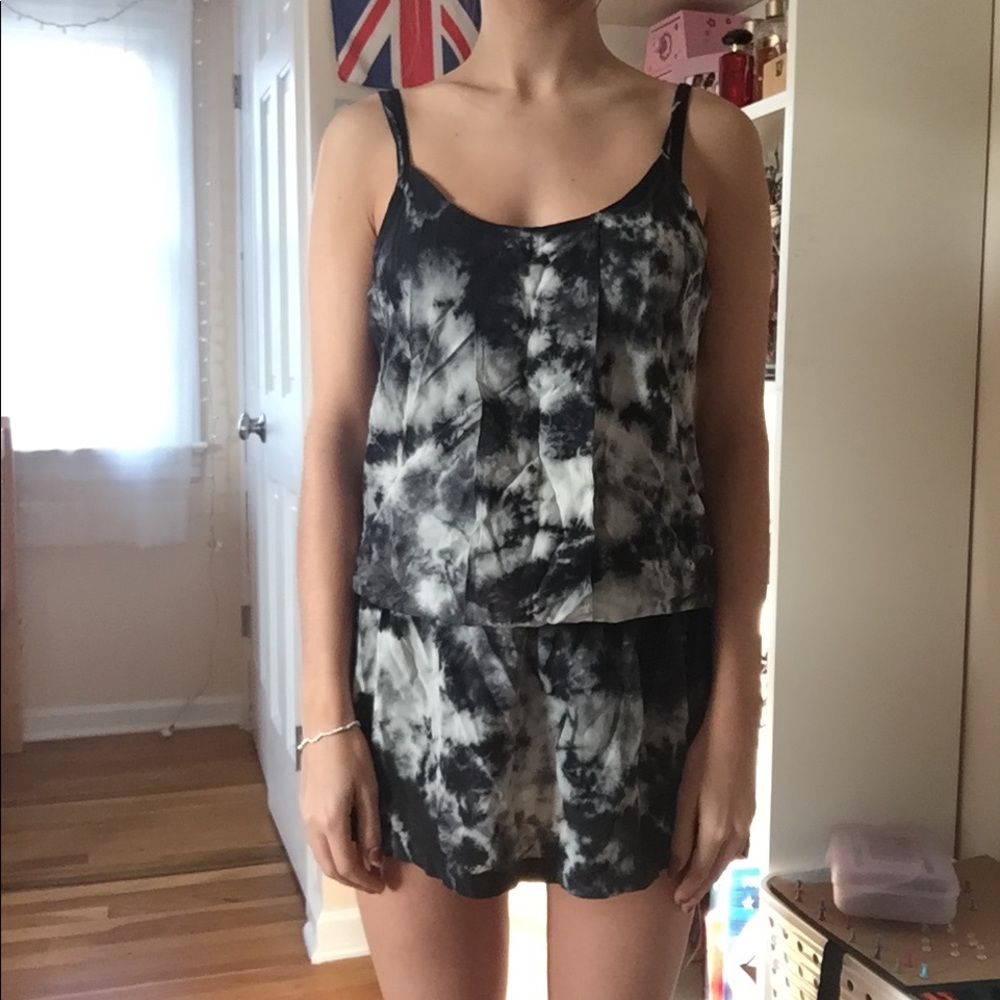 Tie-dye blue/black/grey mini dress